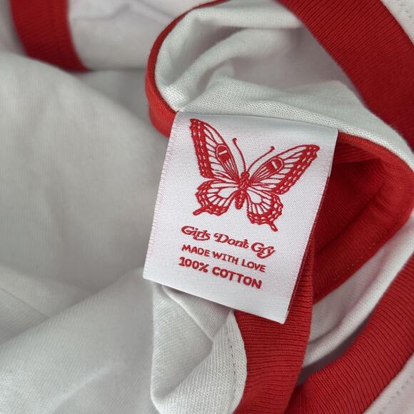 Girls Don't Cry Shirt Mens Large Ringer Tee Embroidered Logo Verdy Los Angeles - Picture 4 of 13